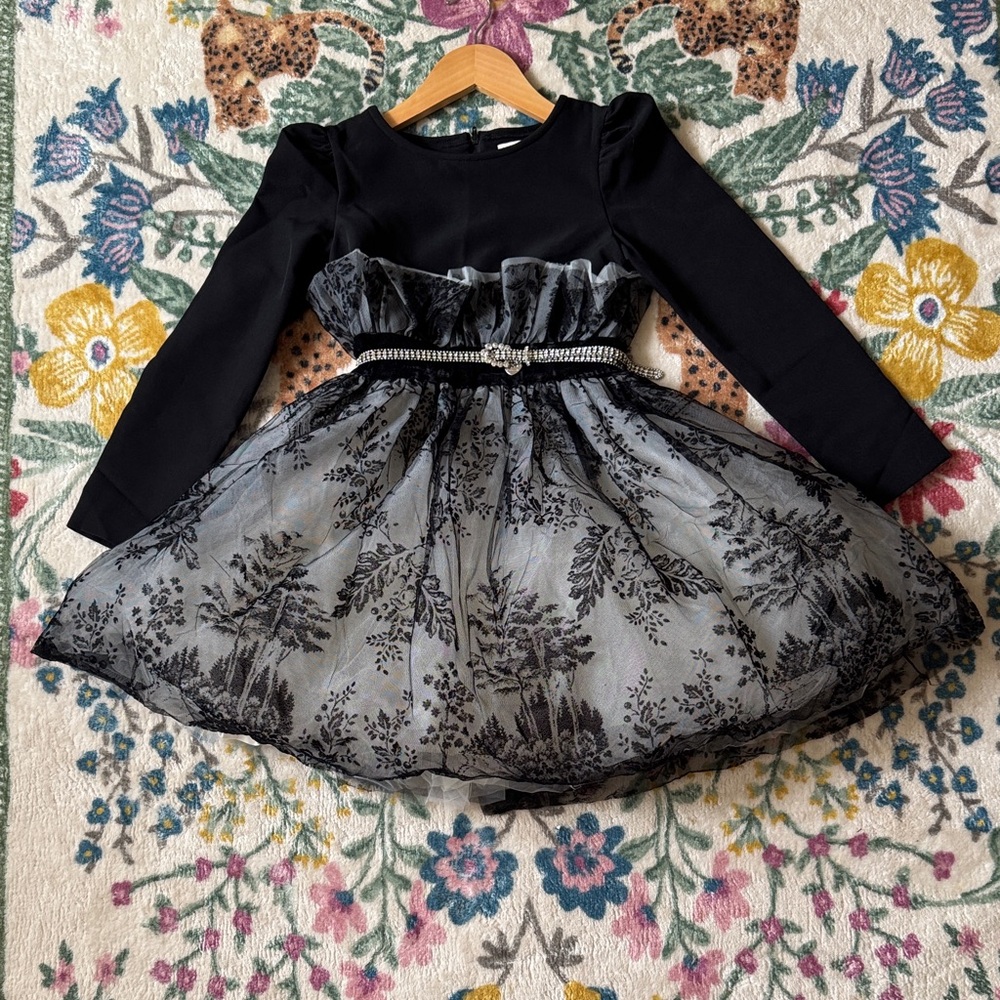 MonnaLisa Black and White Formal Kids Dress